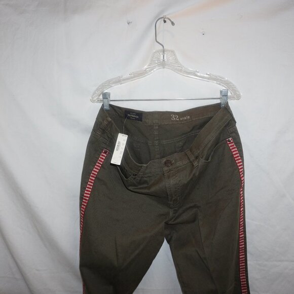 J CREW NWT Toothpick Olive Army Green Neutral Jean Tux Stripe Ankle Pants 32 - Picture 3 of 9